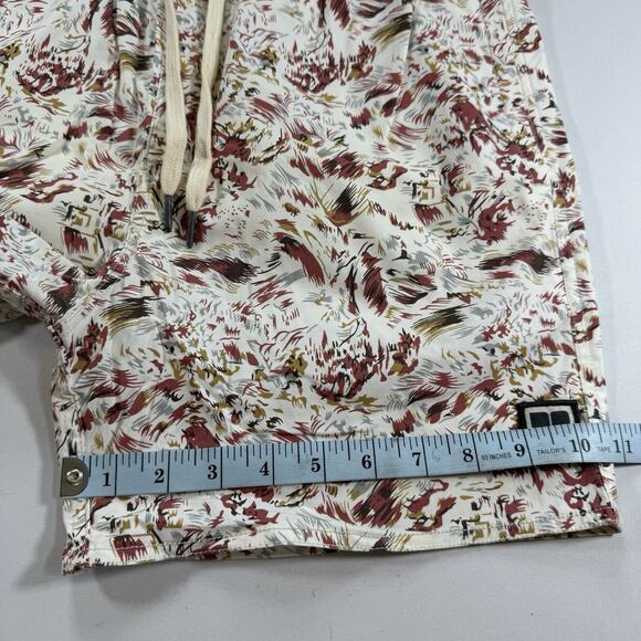 Insight Mens Shorts Sz Small Beige Red Patterned Stretch Hybrid Trunks Pockets - Picture 9 of 10